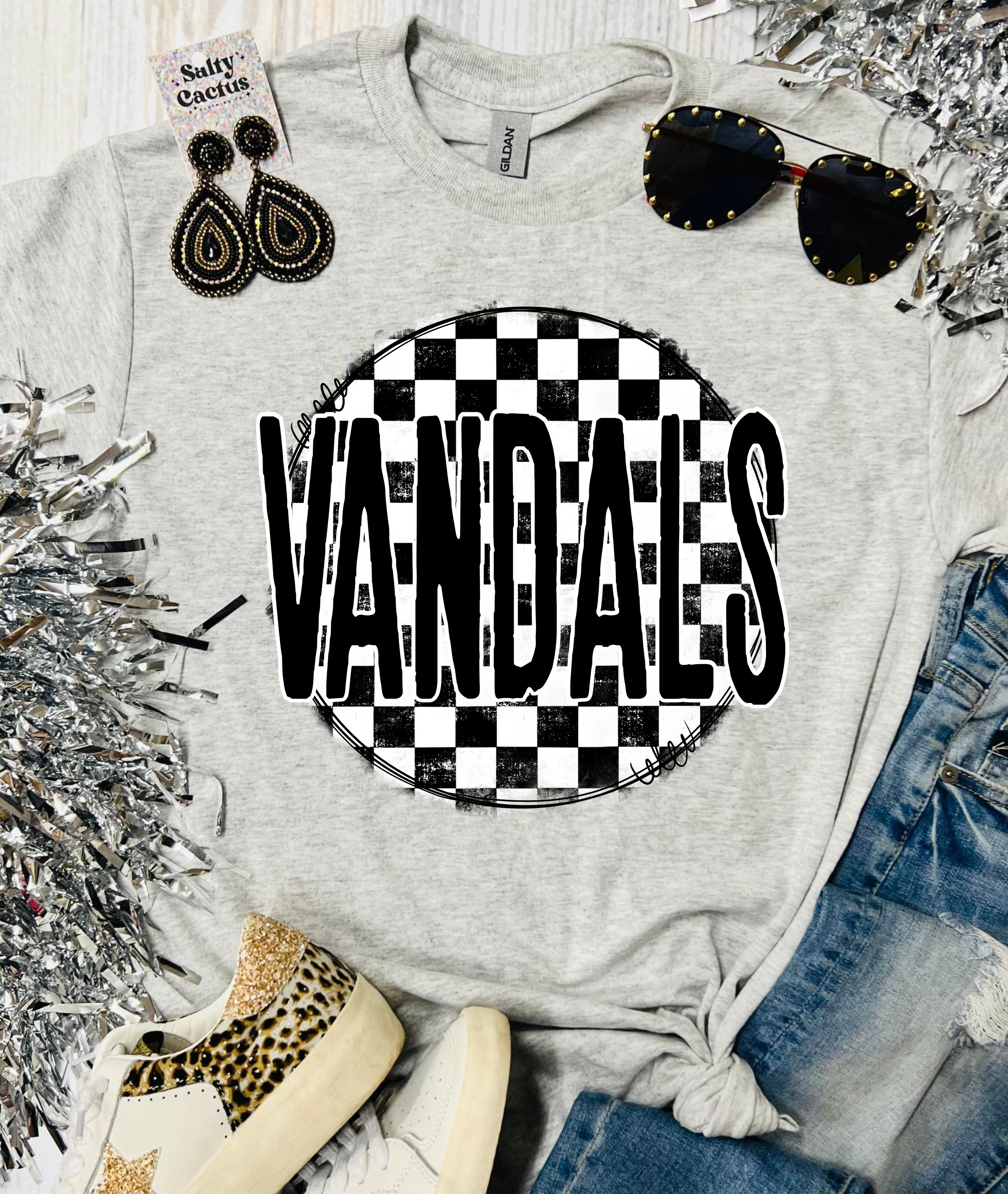 Round Checkered Spirit Ash Grey Tee