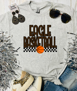 *DTF* Basketball Checkered Mascot Spirit Short Sleeve Tee