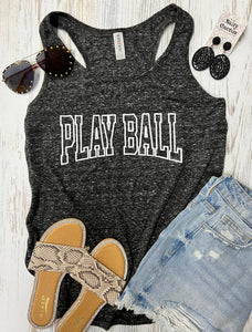 *PUFF* Play Ball Outline Jerzee Black Ink Racerback Tank