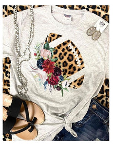 Leopard Football Floral Sublimated Tee