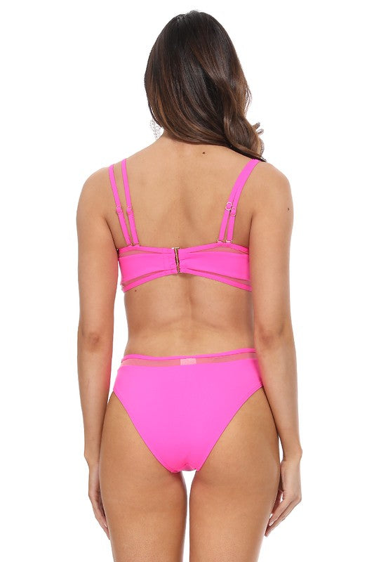 MESH NEON PINK BIKINI SET