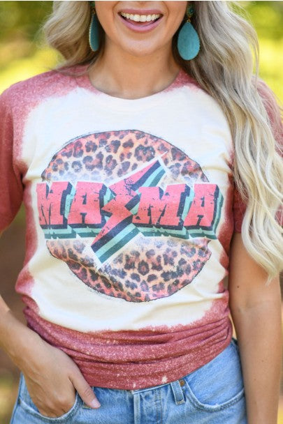 Retro Mama Leopard Clay Bleached Tee