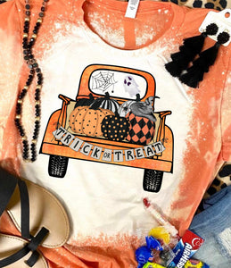 Trick or Treat Truck Bleached Tee