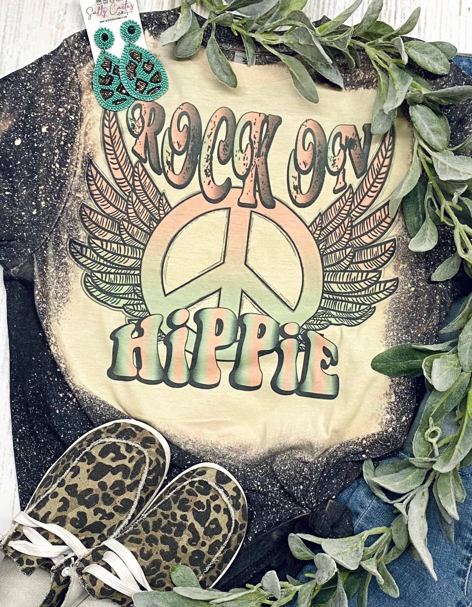Kids Rock On Hippie Grey Bleached Tee
