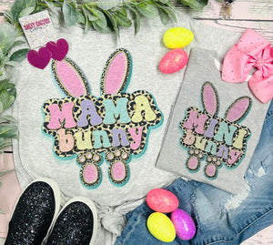 MAMA/MINI Bunny Leopard Colorful Grey Tee