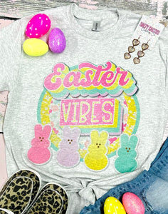 Easter Vibes Colorful Grey Tee