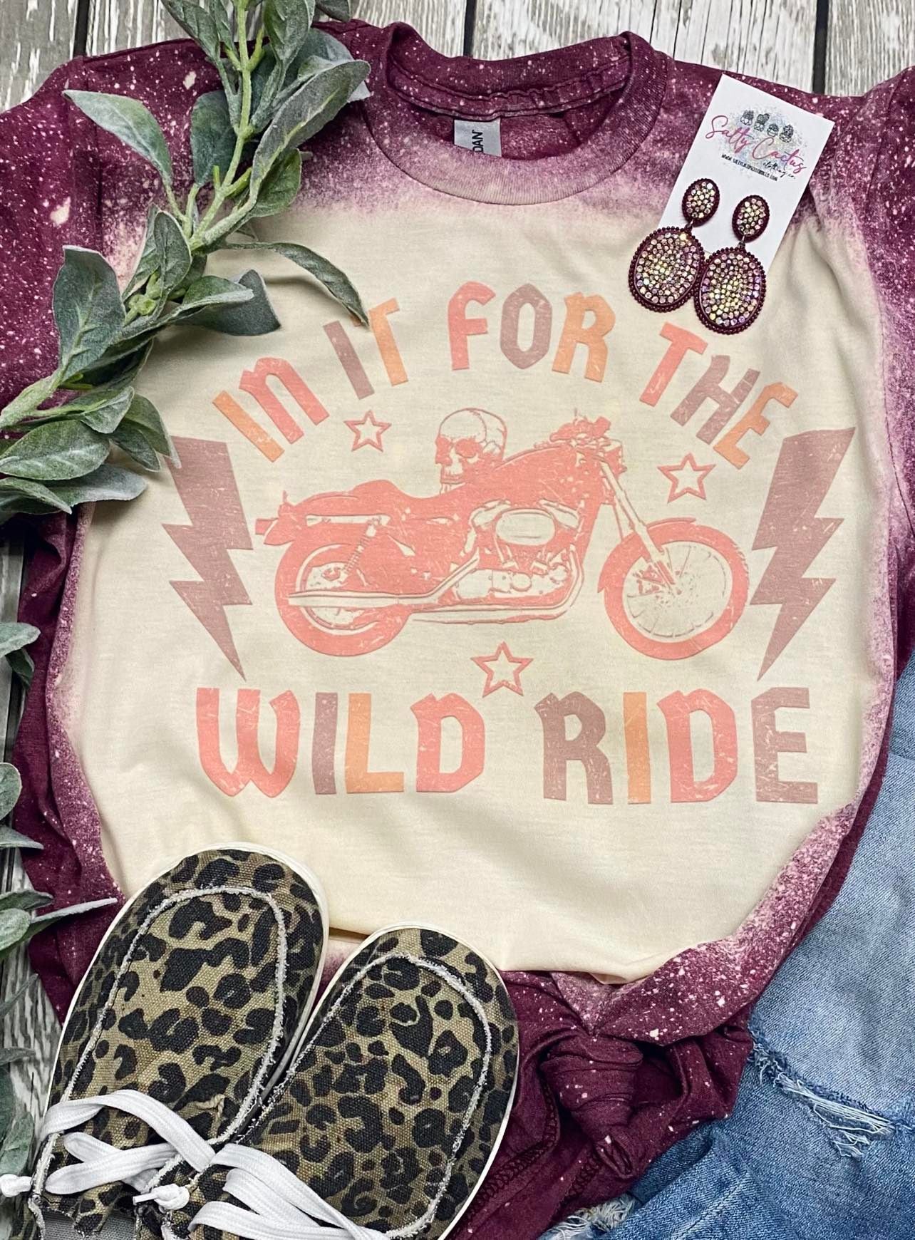 In it for The Wild Ride Maroon Bleached Tee
