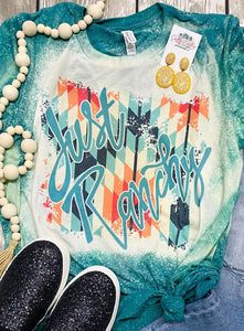 Just Ranchy Teal Bleached Tee