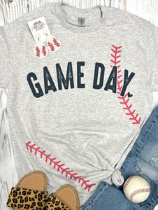 Game Day Baseball Red Stitches