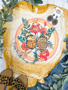 Enjoy the Little Things Mustard Bleached Tee