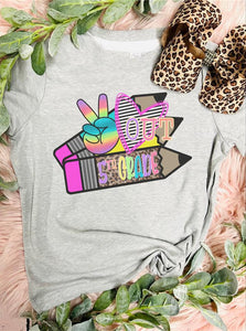 Adult  Peace Out Grade Neon Grey Tee