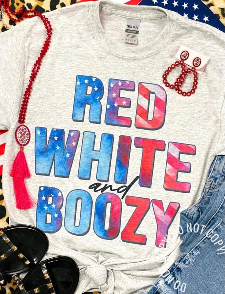 Red White and Boozy Grey Tee