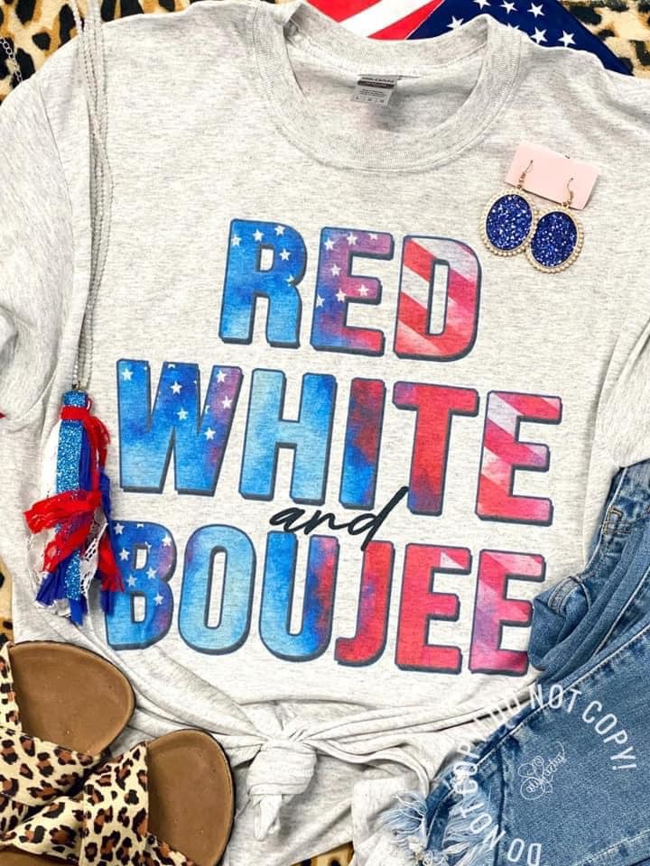 Red White and Boujee Grey Tee
