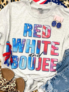 Red White and Boujee Grey Tee