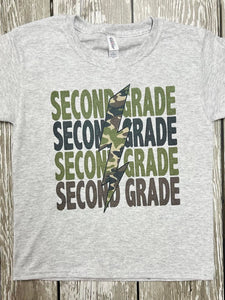 Adult School Grade Camo Lightning Bolt Tees