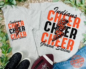 CHEER Custom Lightning Bolt Leopard Grey Tees