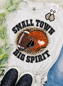 Kids Small Town Big Spirit Football Grey Tee