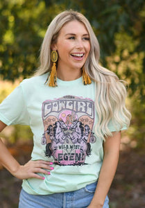 Rodeo Cowgirl Western Mint Tee
