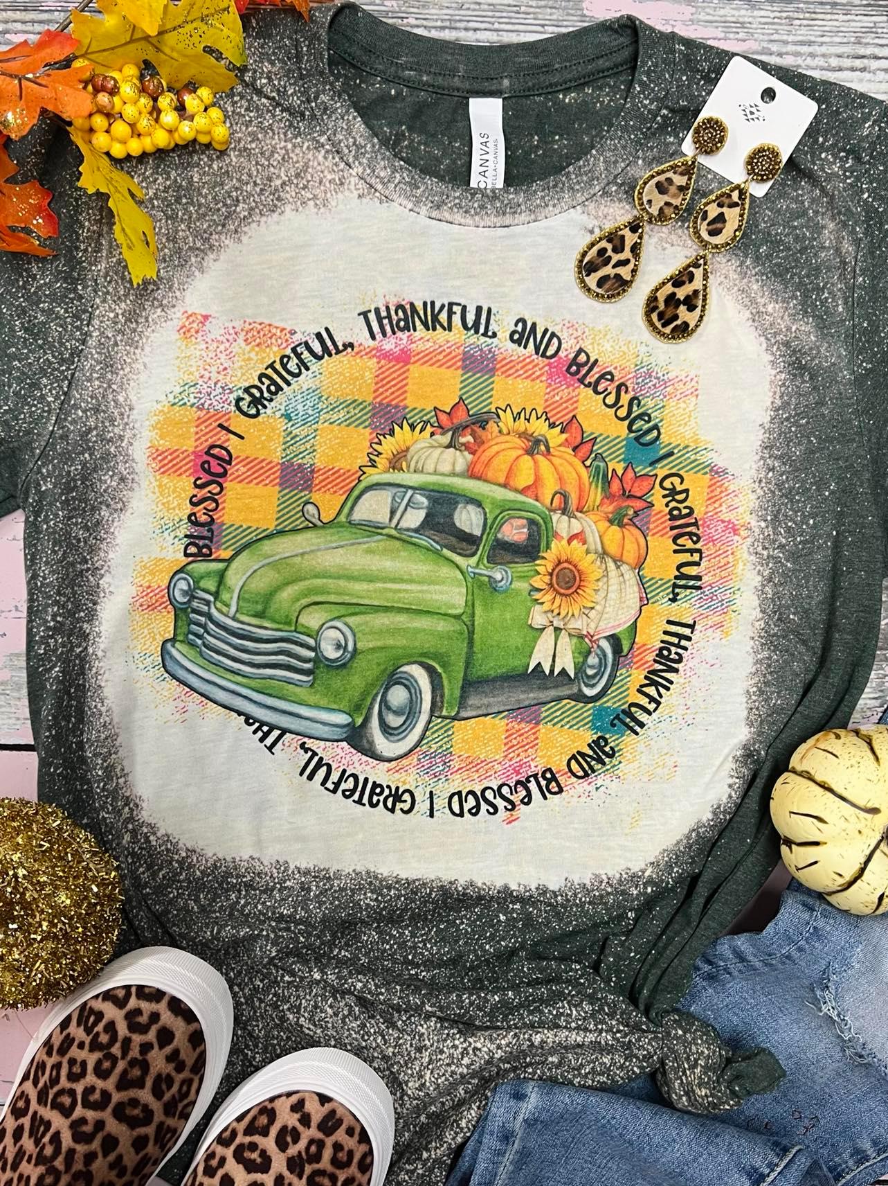 Grateful Green Truck Forest Green Bleached Tee