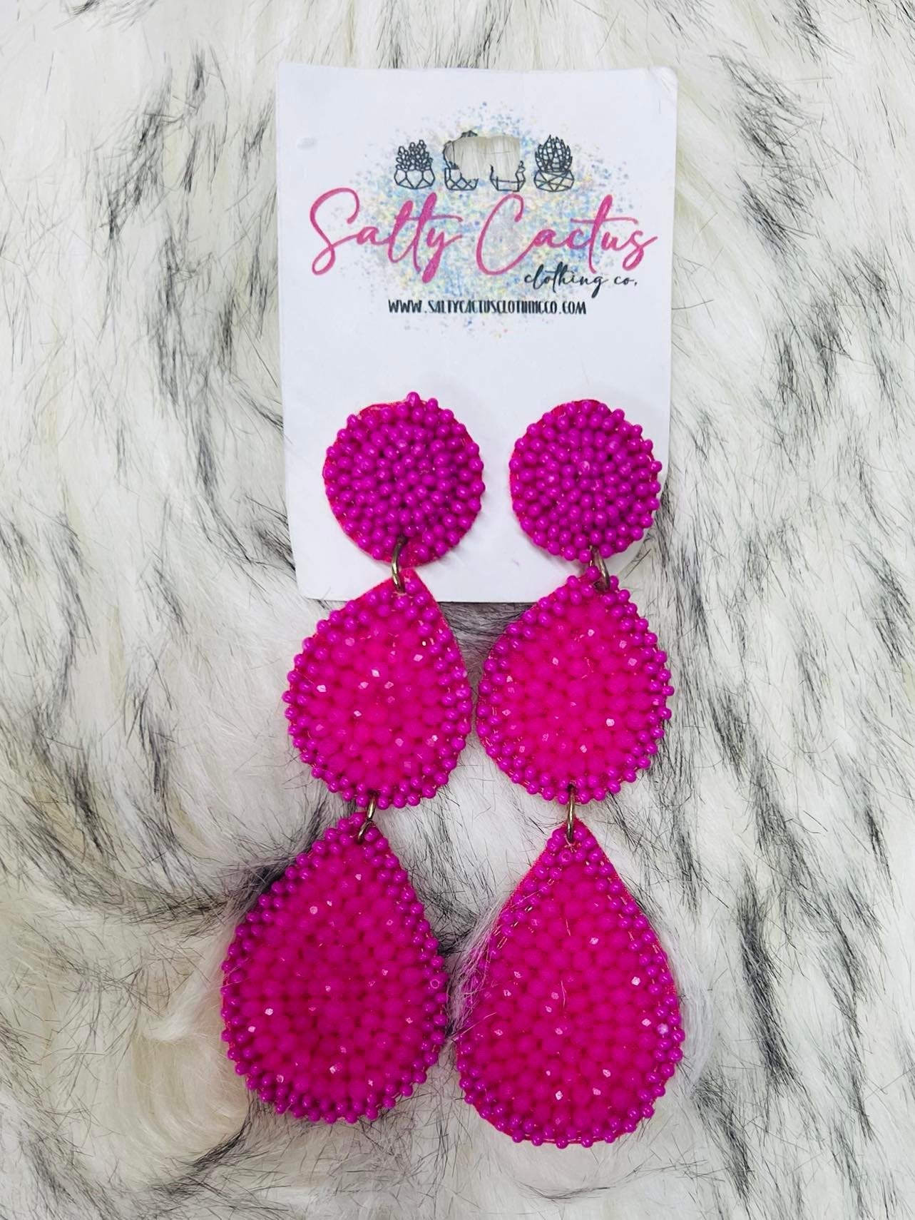 Fuchsia 3 Teardrop Earring