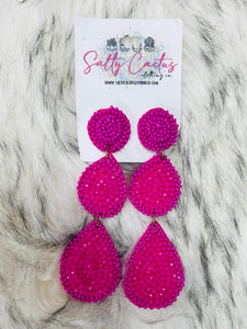 Fuchsia 3 Teardrop Earring