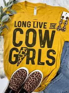 Long Live Cowgirls Mustard Tee With Cuts