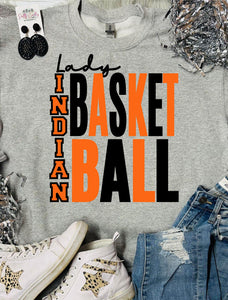 Block Spirit Basketball Mascot Color Ash Tee