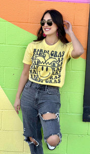 Mardi Gras Stacked Yellow Tee
