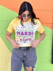 Mardi Gras Glitter Yellow Bleached Tee