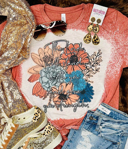 The Lord Will Stand With You Floral Clay Bleached Tee