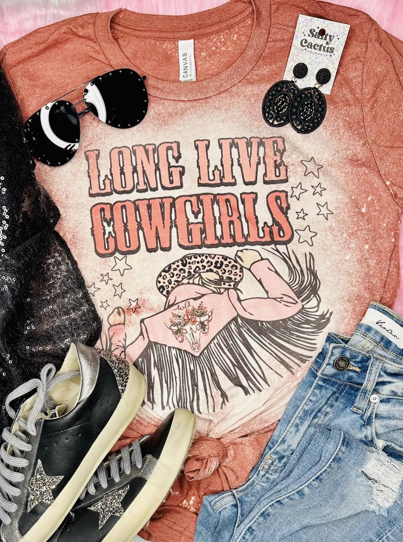 Long Live Cowgirls Tassels Clay bleached tee