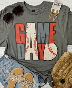 *DTG* Game Day Baseball Vintage Gunmetal Grey Tee