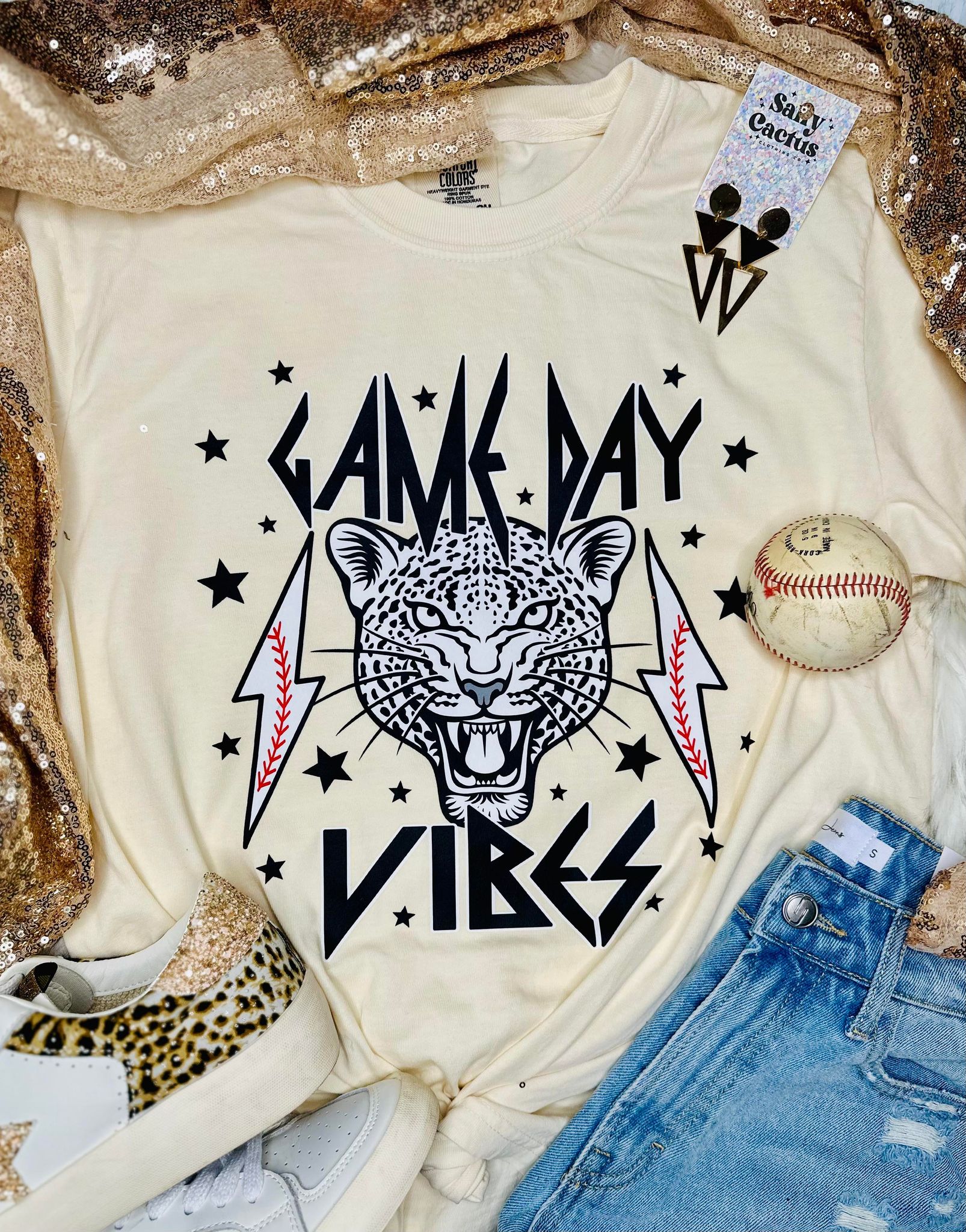 *DTG* Game Day Vibes Baseball Tiger Ivory Comfort Color Tee