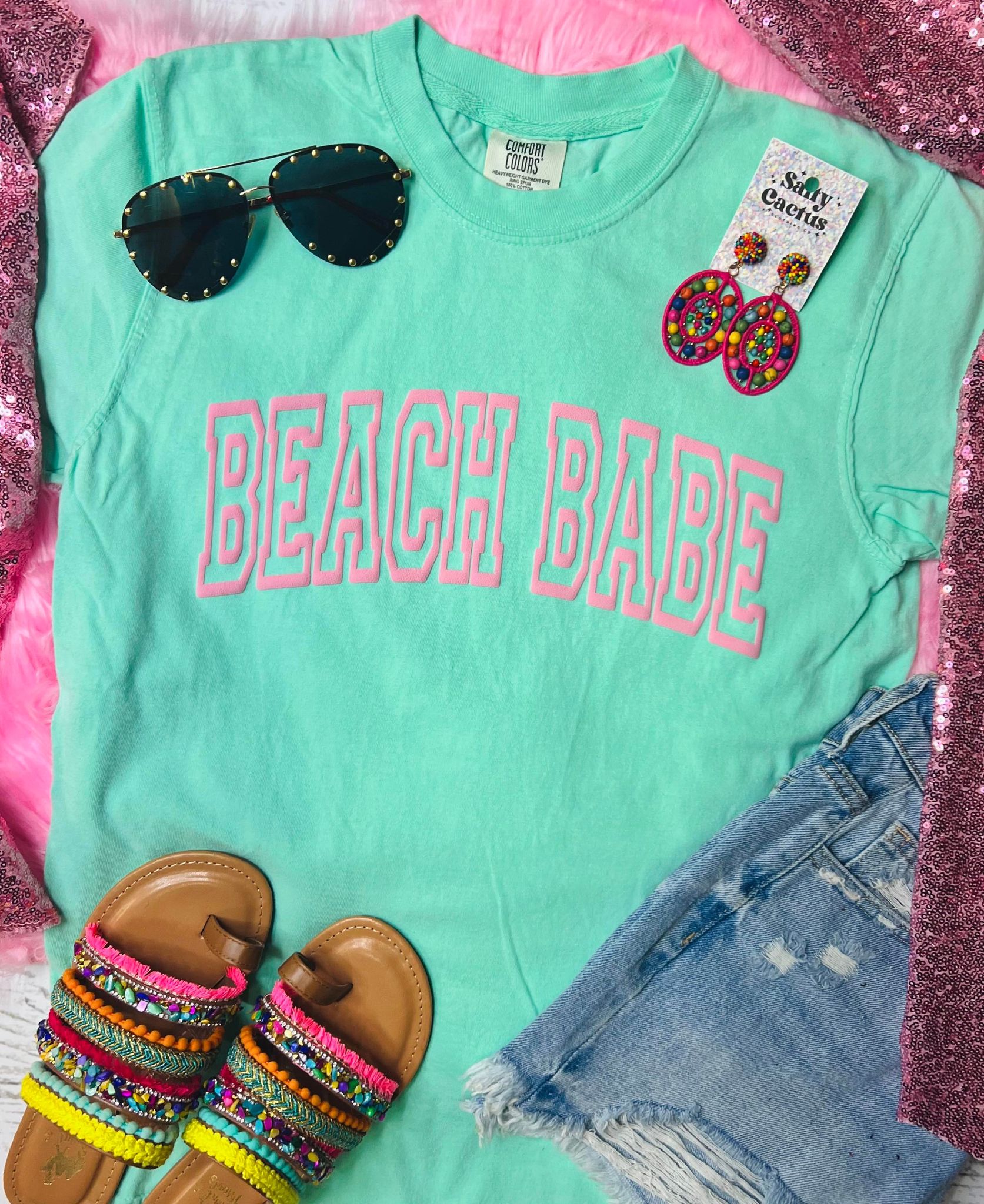*PUFF* Beach Babe Chalky Mint Comfort Colors Tee