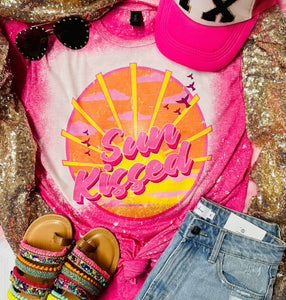 Sun Kissed Circle Neon Bleached Pink Tee
