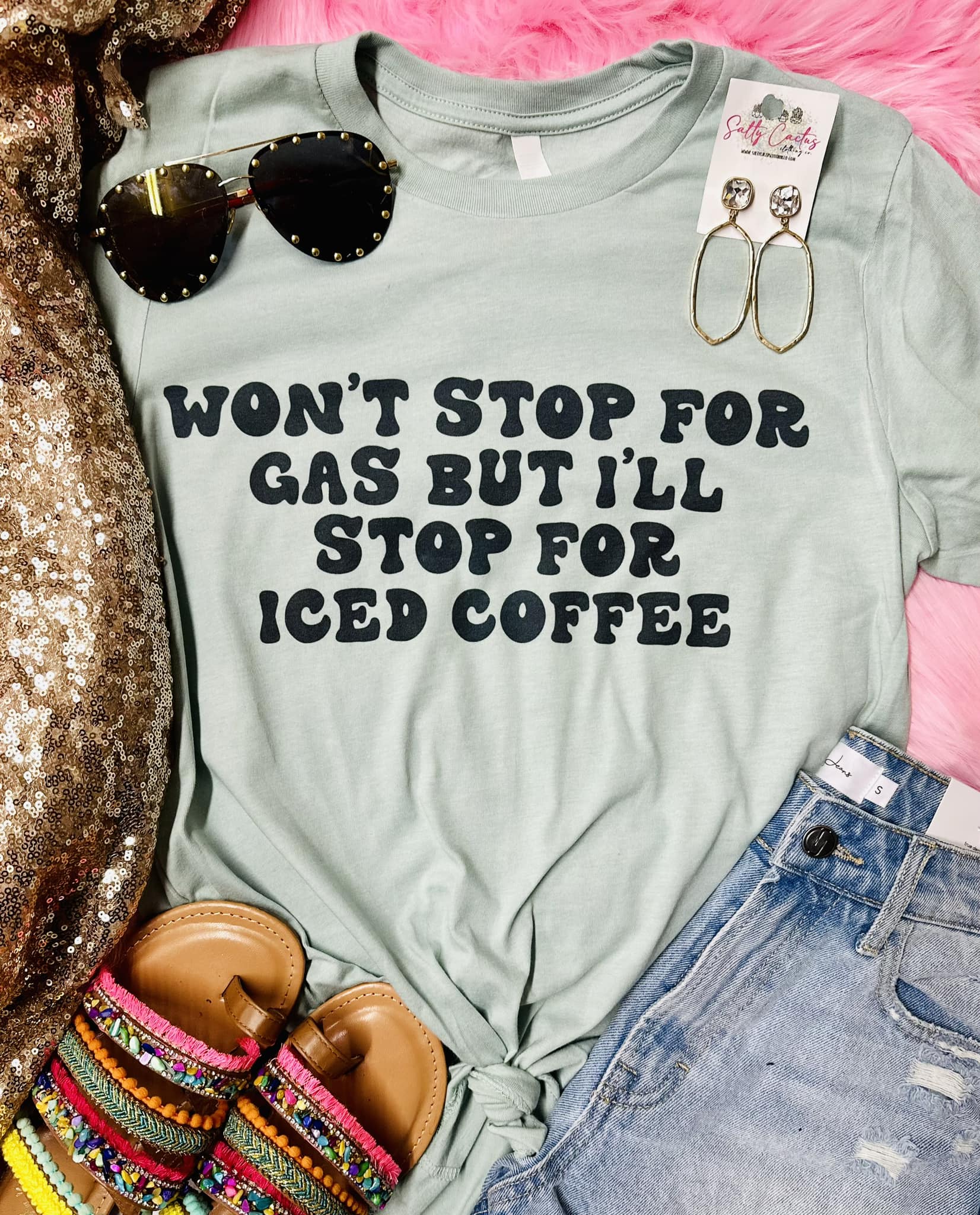 Won't Stop For Gas Dusty Blue Tee