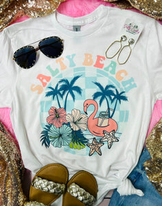 Salty Beach Flamingo White Tee