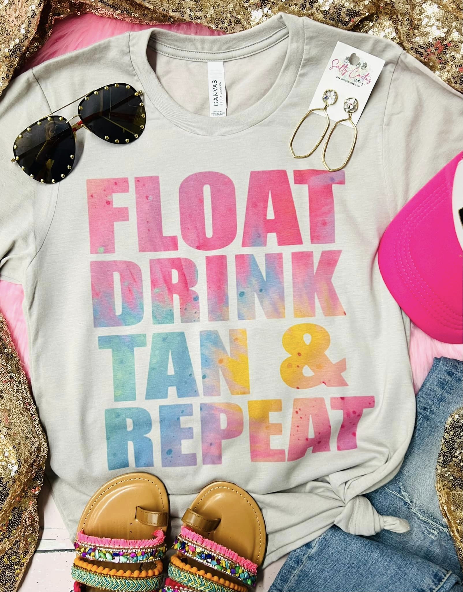 Float Drink Tan & Repeat Tie Dye Tan Tee