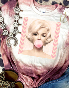 Marilyn Monroe Bubblegum Maroon Bleached Tee