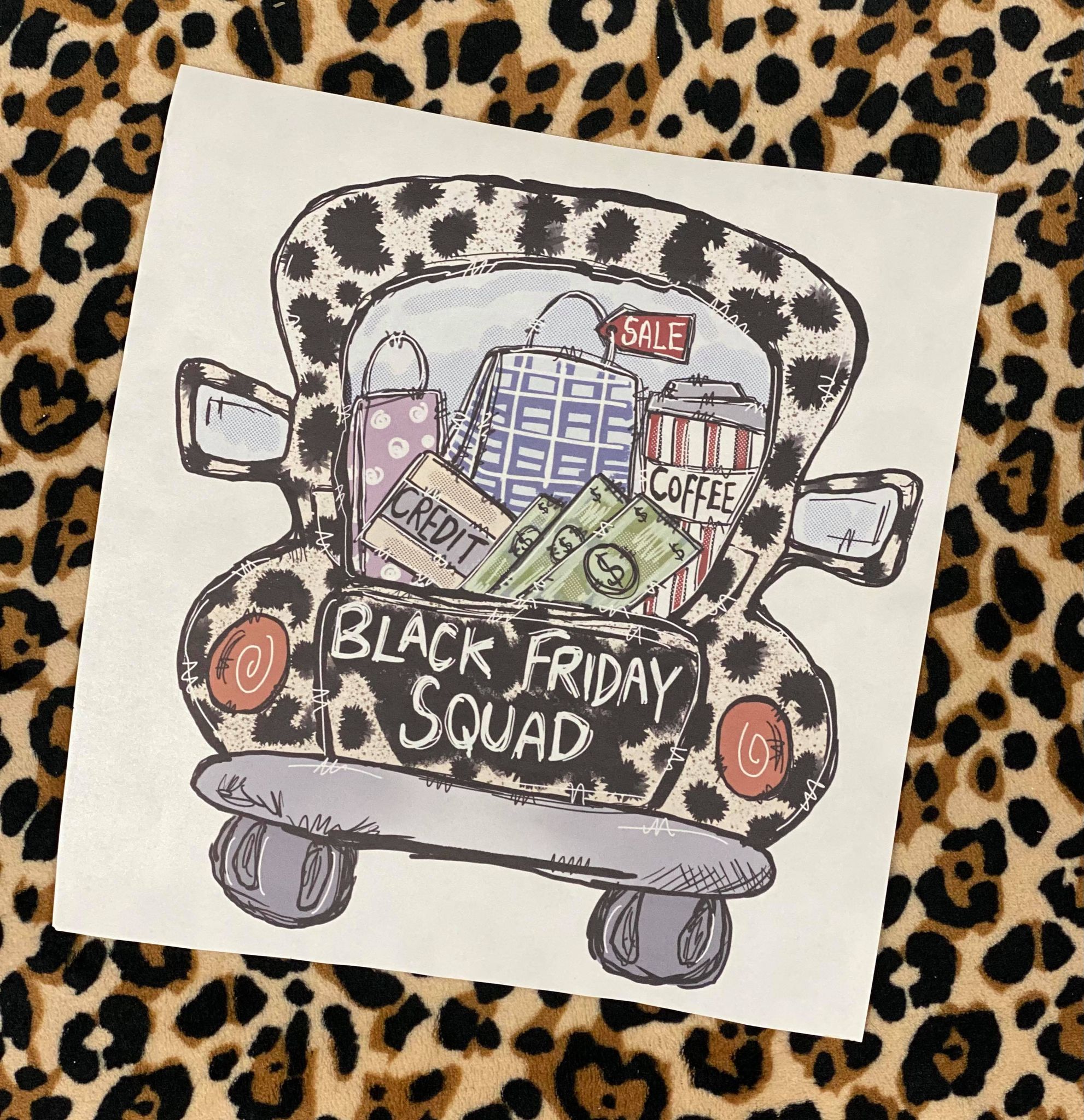 Black Friday Leopard Truck Sublimation