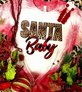 Bleached Leopard and Plaid Santa Baby Tee
