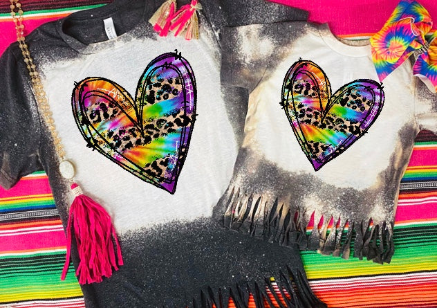 Kids Tie Die Heart Fringe Bella