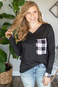 Buffalo Plaid Pocket Top | Black and White Buffalo