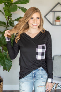 Buffalo Plaid Pocket Top | Black and White Buffalo