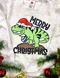 Kids Dino Merry Christmas Tee