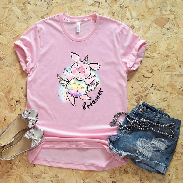 "Dreamer"- Dancing Unicorn Pig T-Shirt