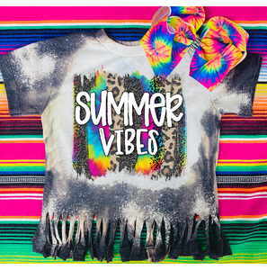 Kids Summer Vibes Fringed Bleached Bella
