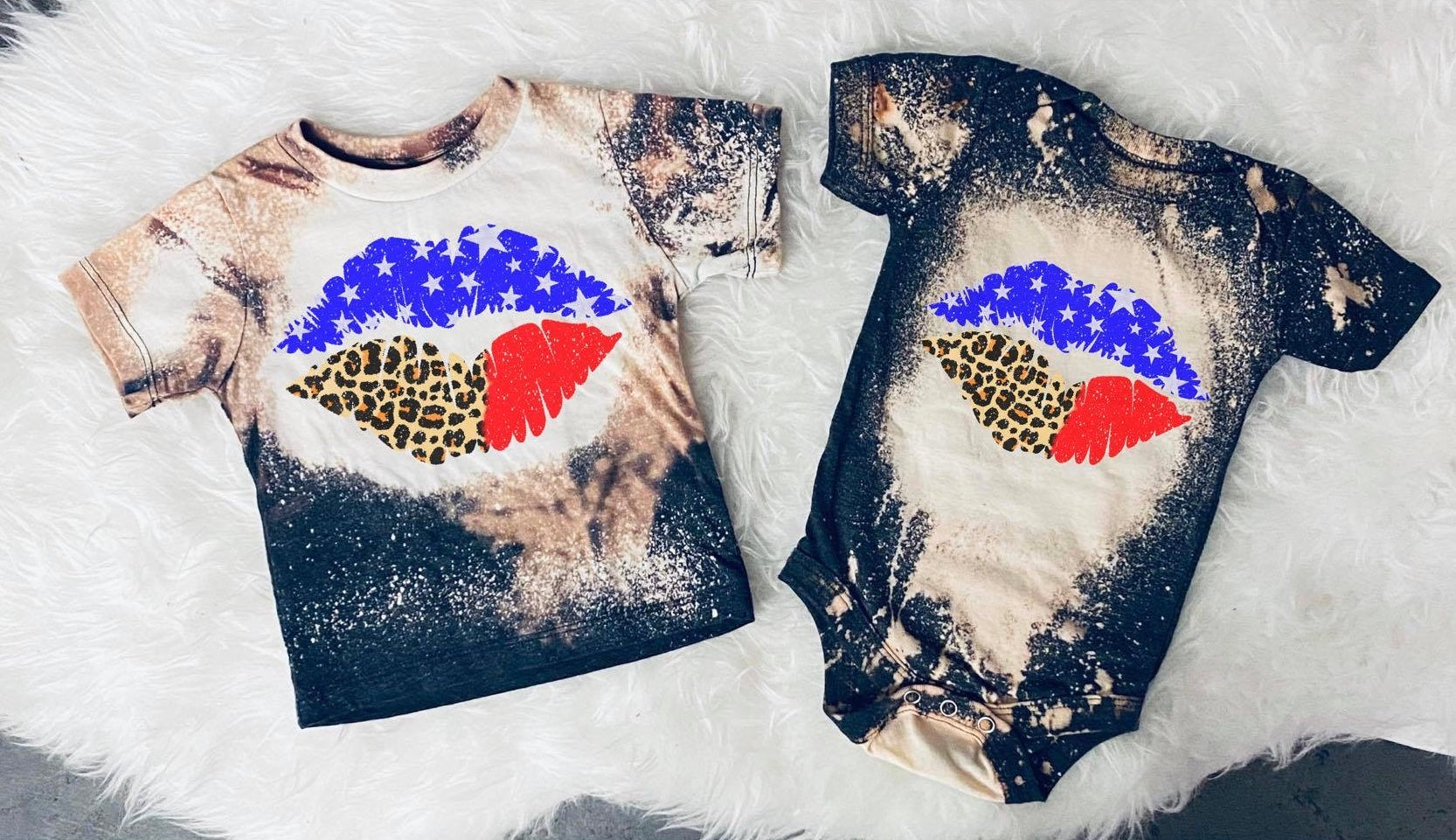 Kids Patriotic Cheetah Lips