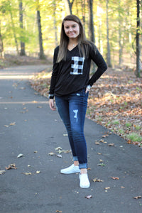 Buffalo Plaid Pocket Top | Black and White Buffalo