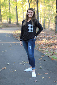 Buffalo Plaid Pocket Top | Black and White Buffalo